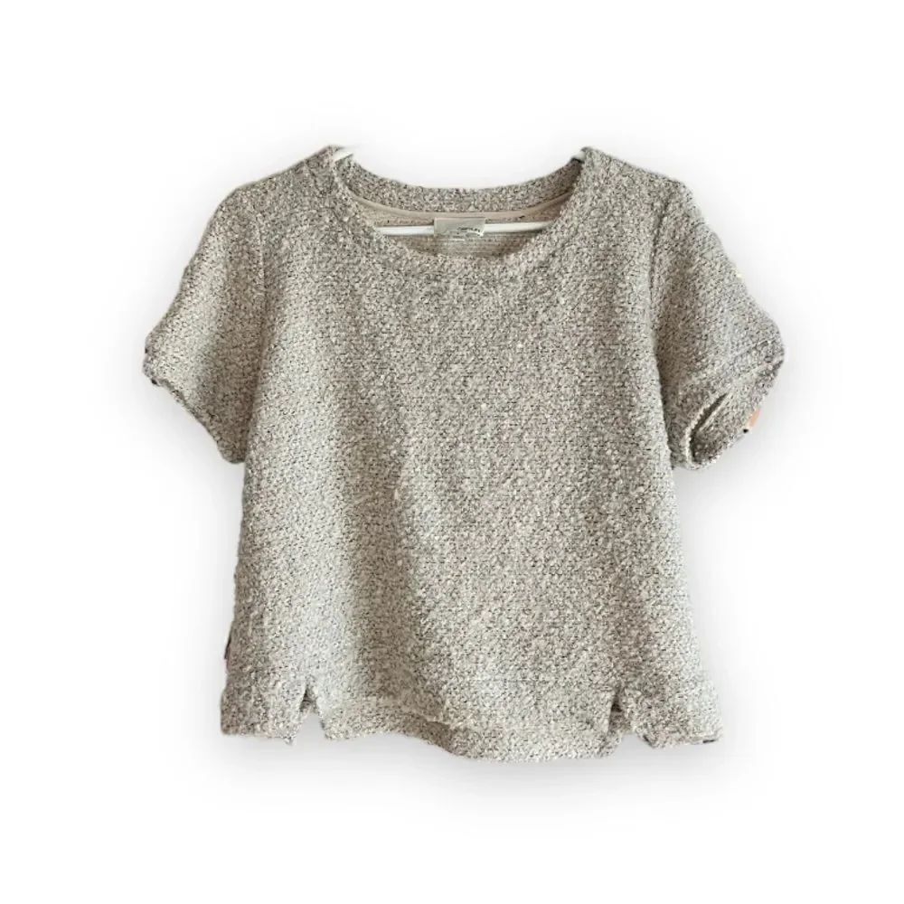 GREYLIN | Tan Gold Flake Short Sleeve Sweater (L)